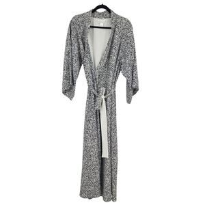 Natori Saks Fifth Avenue Short Sleeve Belted Long Paisley Robe Size Large